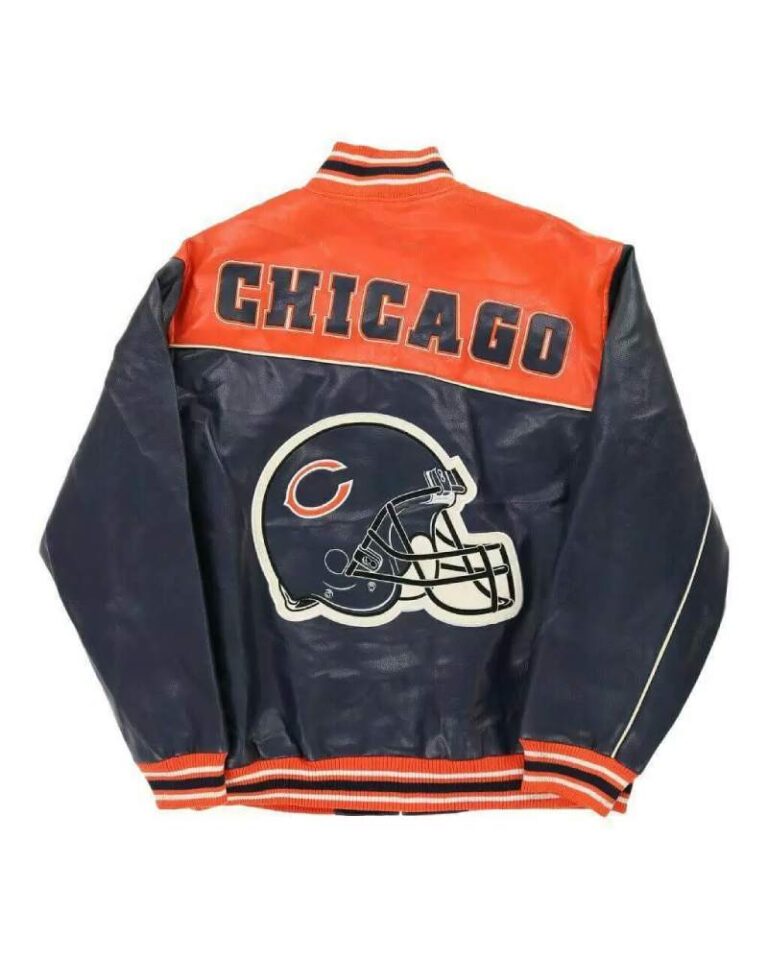 NFL Chicago Bears Orange Jeff Hamilton Leather Jacket