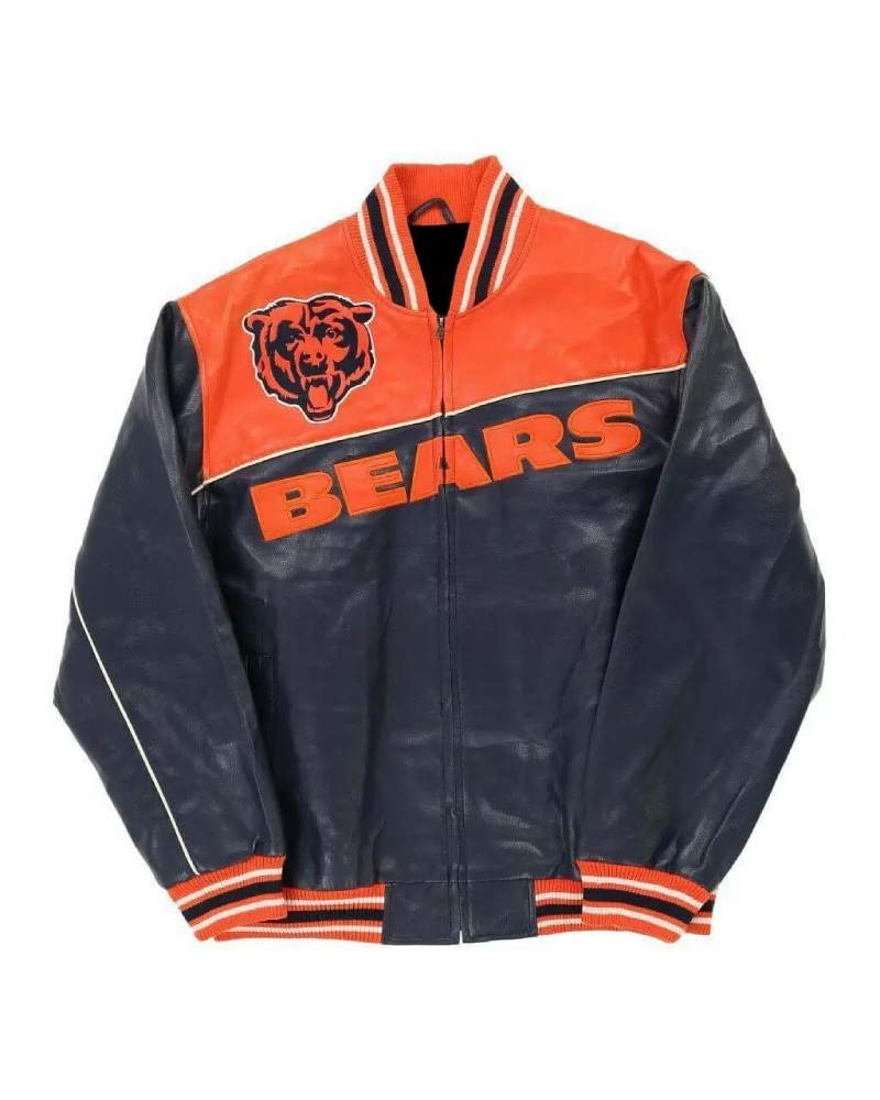 NFL Chicago Bears Orange Jeff Hamilton Leather Jacket