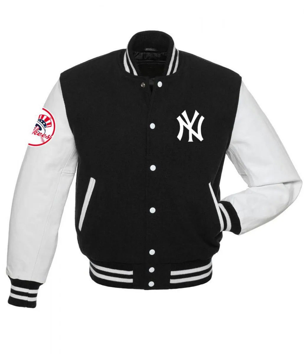 Ny Yankees Black And White Varsity Jacket