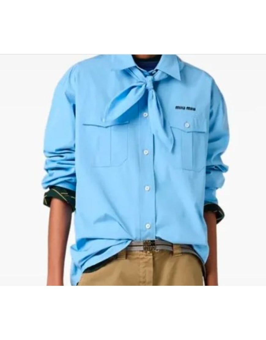 The Social 2025 Annaleigh Ashford Scarf Detail Poplin Shirt