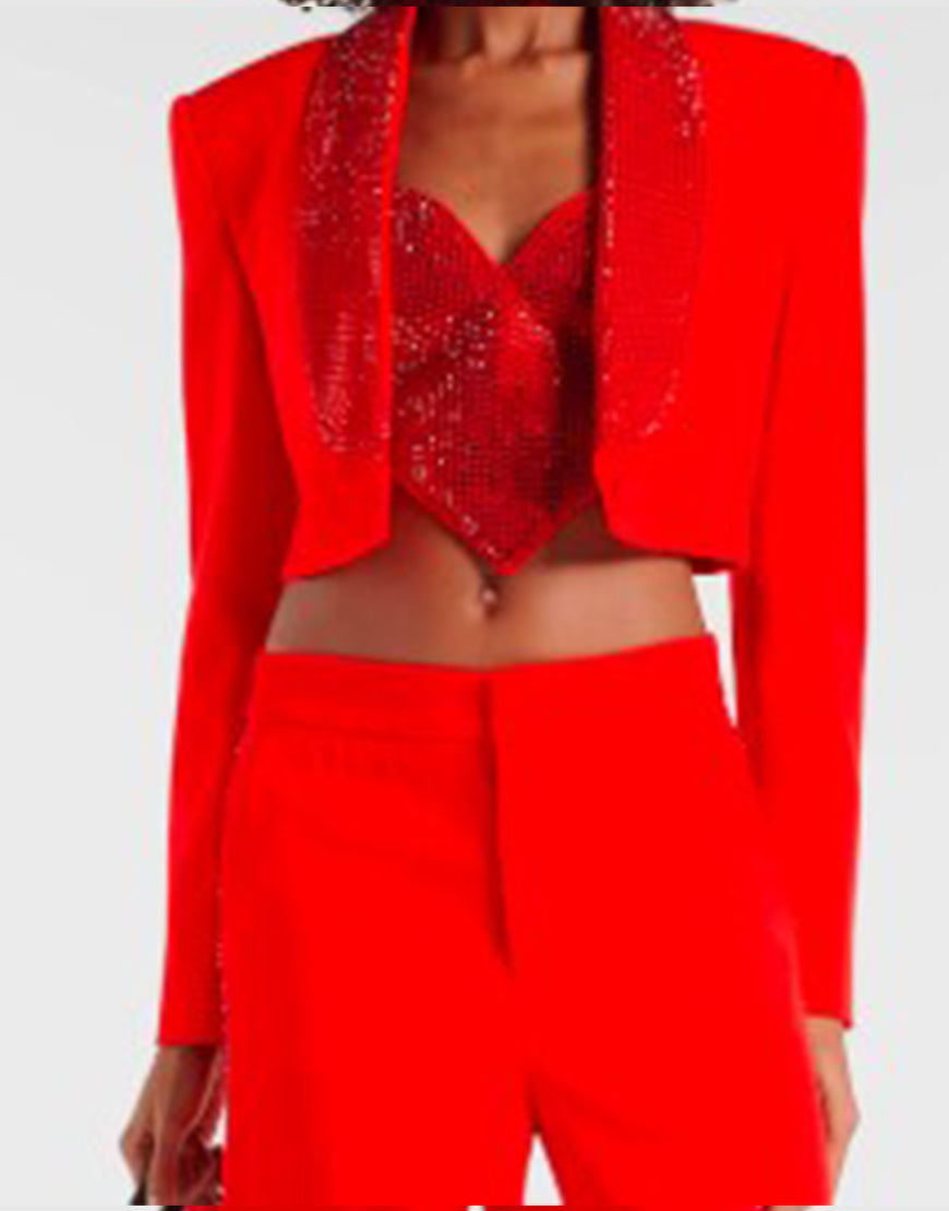 Ransom Canyon 2025 Meta Golding Red Cropped Blazer