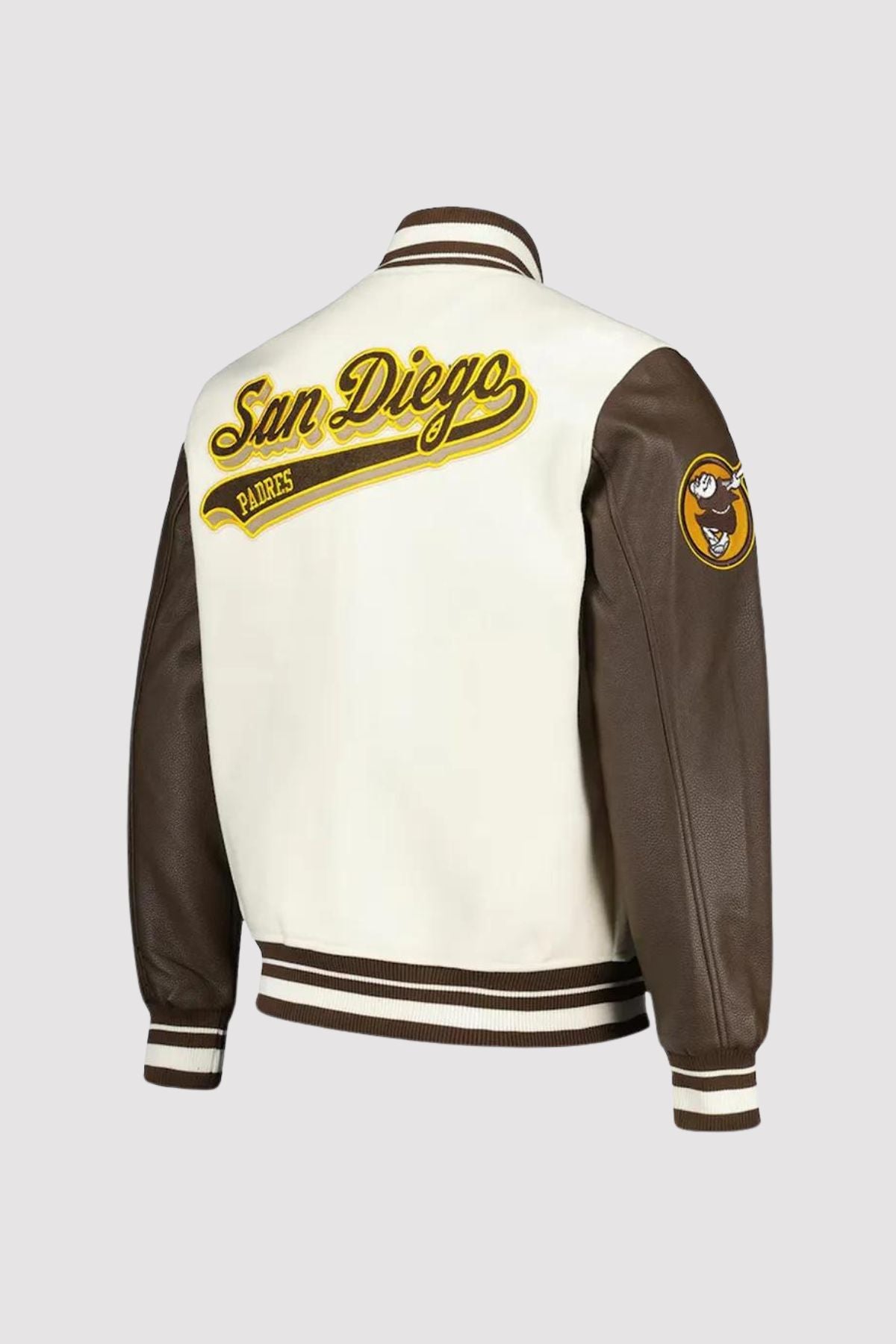 San Diego Padres Cream And Brown Script Varsity Jacket