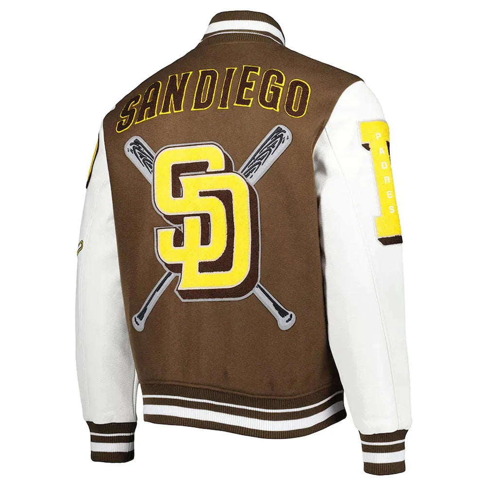 San Diego Padres Mashup Brown and White Varsity Jacket