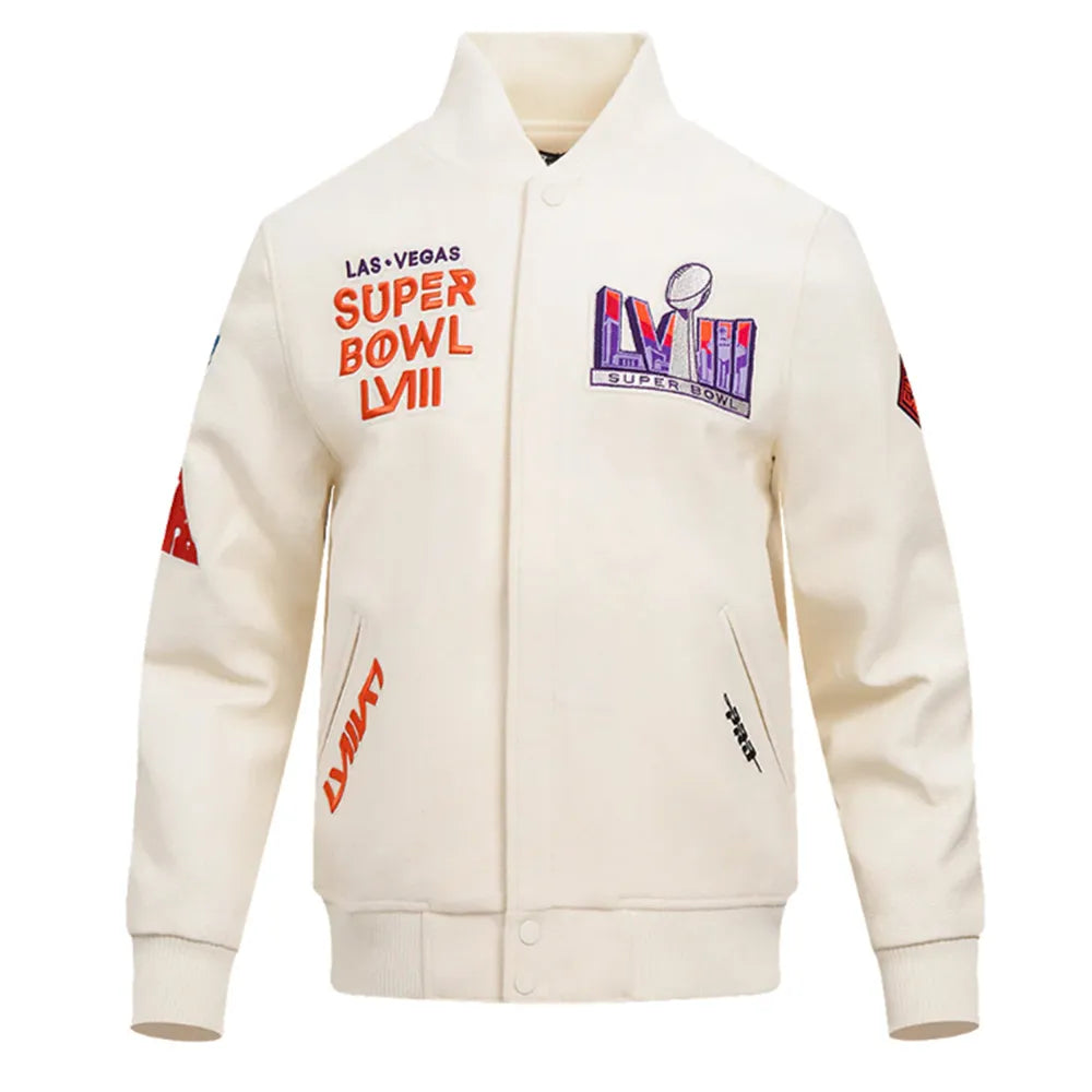 Superbowl LVIII Wool/Leather Varsity Jacket