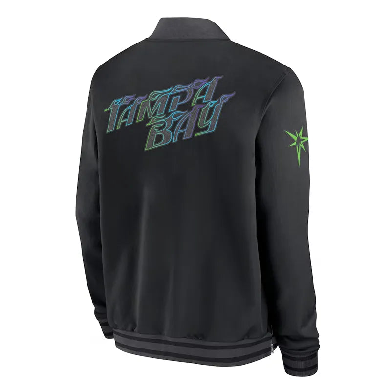 Tampa Bay Rays City Connect Game Time Full-Zip Black Bomber Jacket
