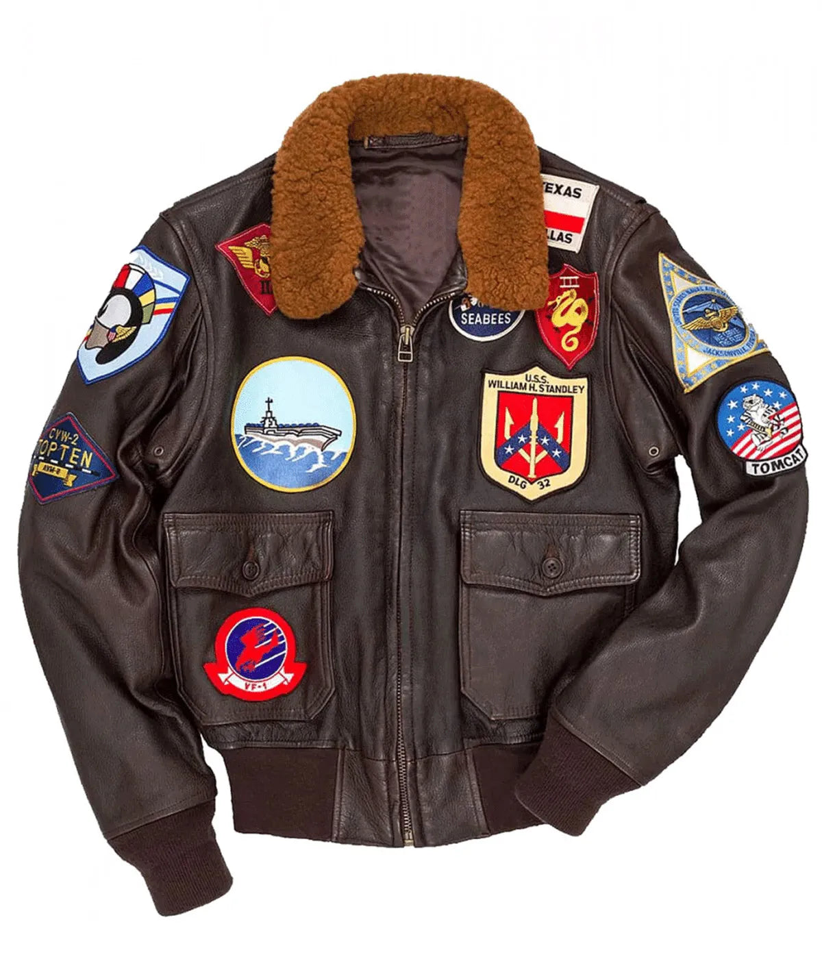 Top Gun Bomber Brown Leather Jacket