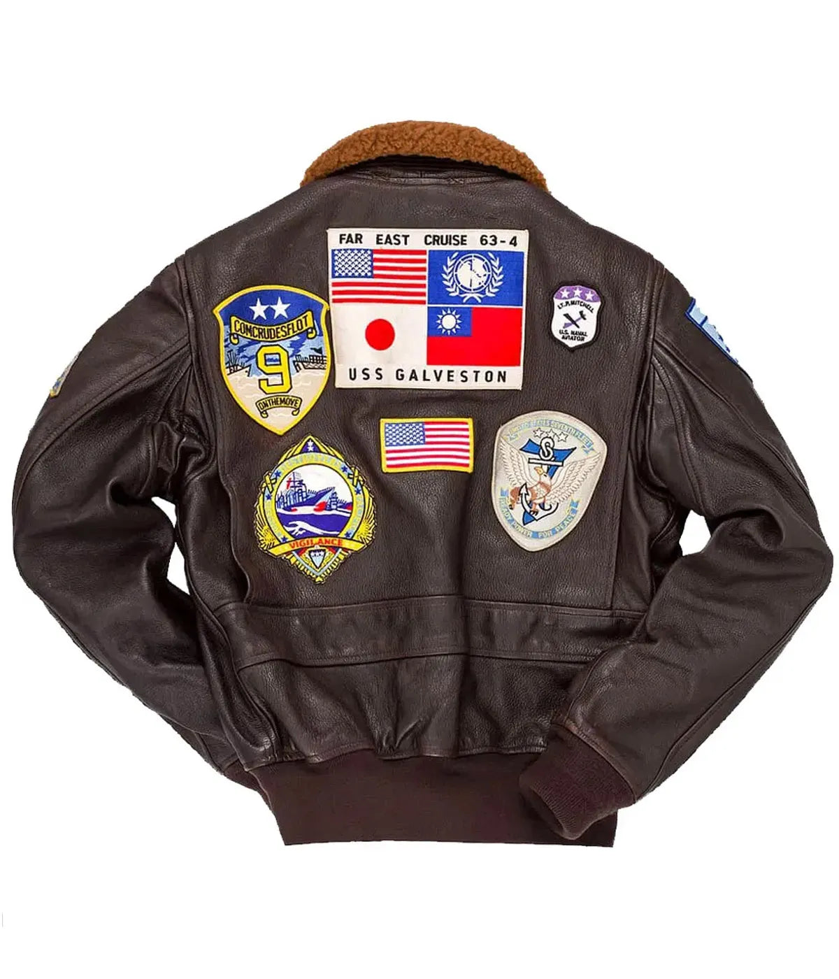 Top Gun Bomber Brown Leather Jacket