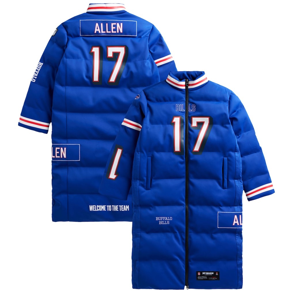 Buffalo Bills Josh Allen Royal Off Season x NFL Player Puffer Long Coat