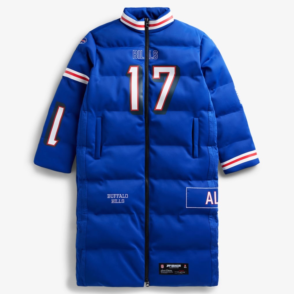 Buffalo Bills Josh Allen Royal Off Season x NFL Player Puffer Long Coat