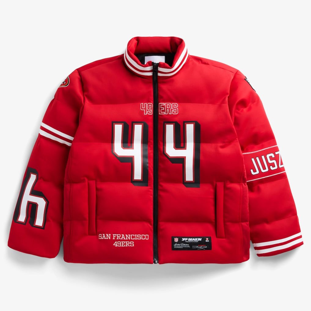 San Francisco 49ers Kyle Juszczyk Scarlet Off Season x NFL Player Puffer Jacket