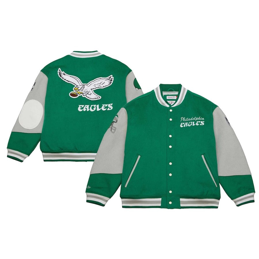 Philadelphia Eagles Mitchell & Ness Kelly Green Varsity Jacket