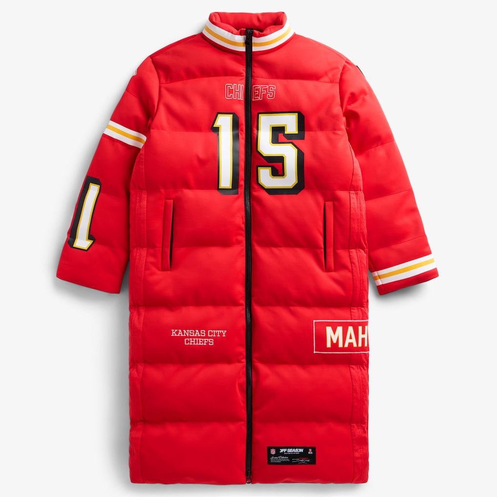 Kansas City Chiefs Patrick Mahomes Red Off Season x NFL Player Puffer Long Coat