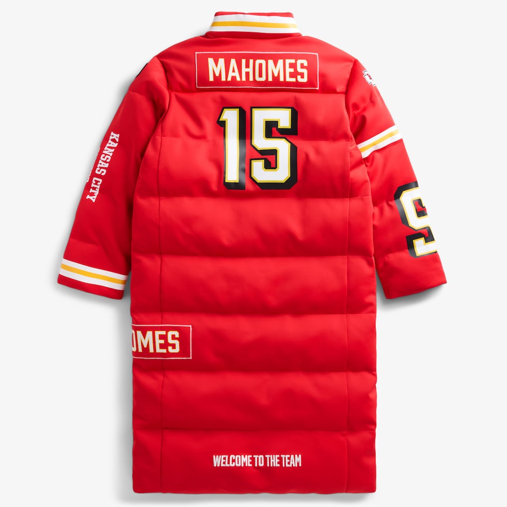 Kansas City Chiefs Patrick Mahomes Red Off Season x NFL Player Puffer Long Coat