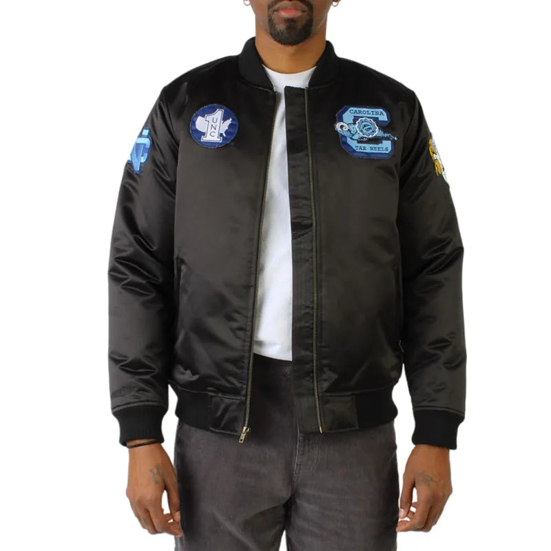 University of North Carolina Black Satin Bomber Jacket