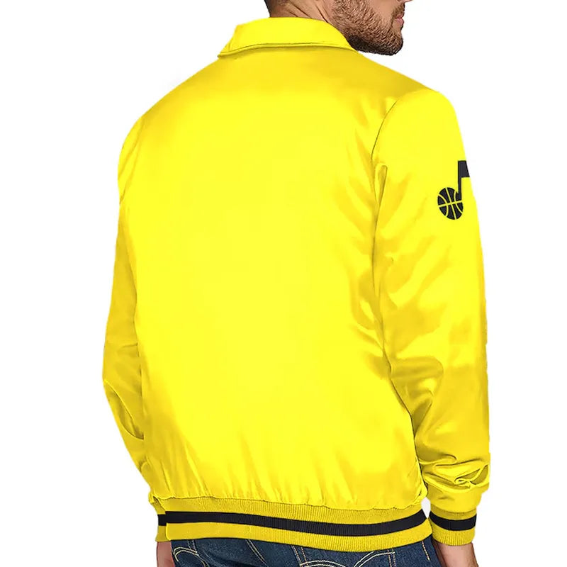 Utah Jazz Stitch Applique Gold Satin Jacket