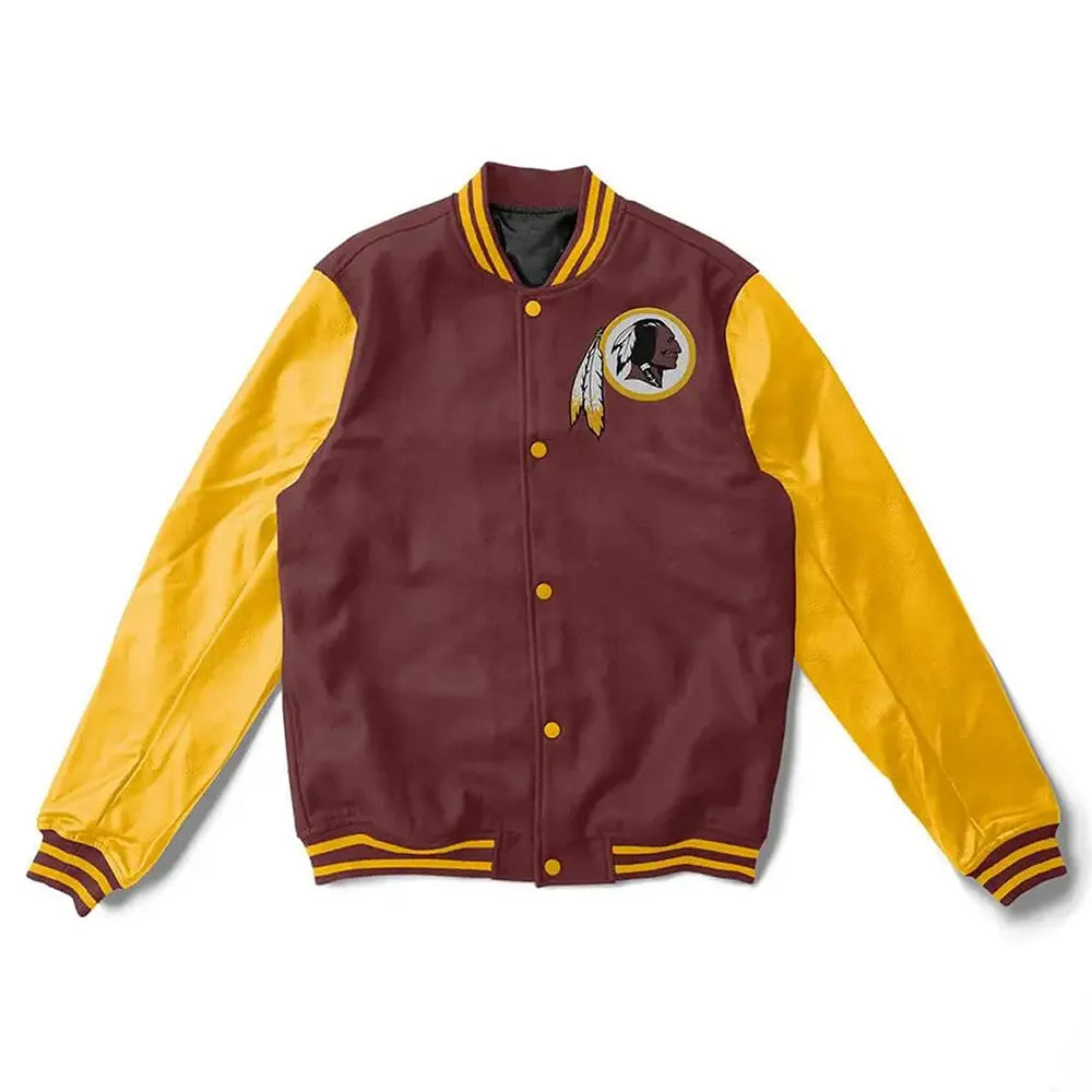 Washington Redskins Brown and Yellow Varsity Jacket