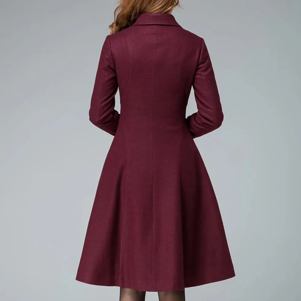 Women’s Designer Retro Maroon Coat