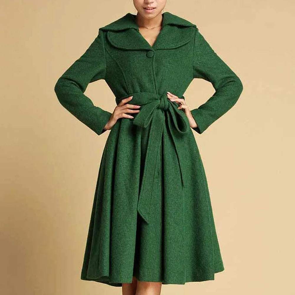 Women’s Feminine Swing Fit and Flare Wool Coat