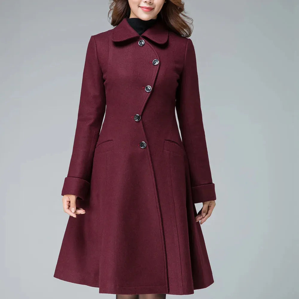 Women’s Designer Retro Maroon Coat