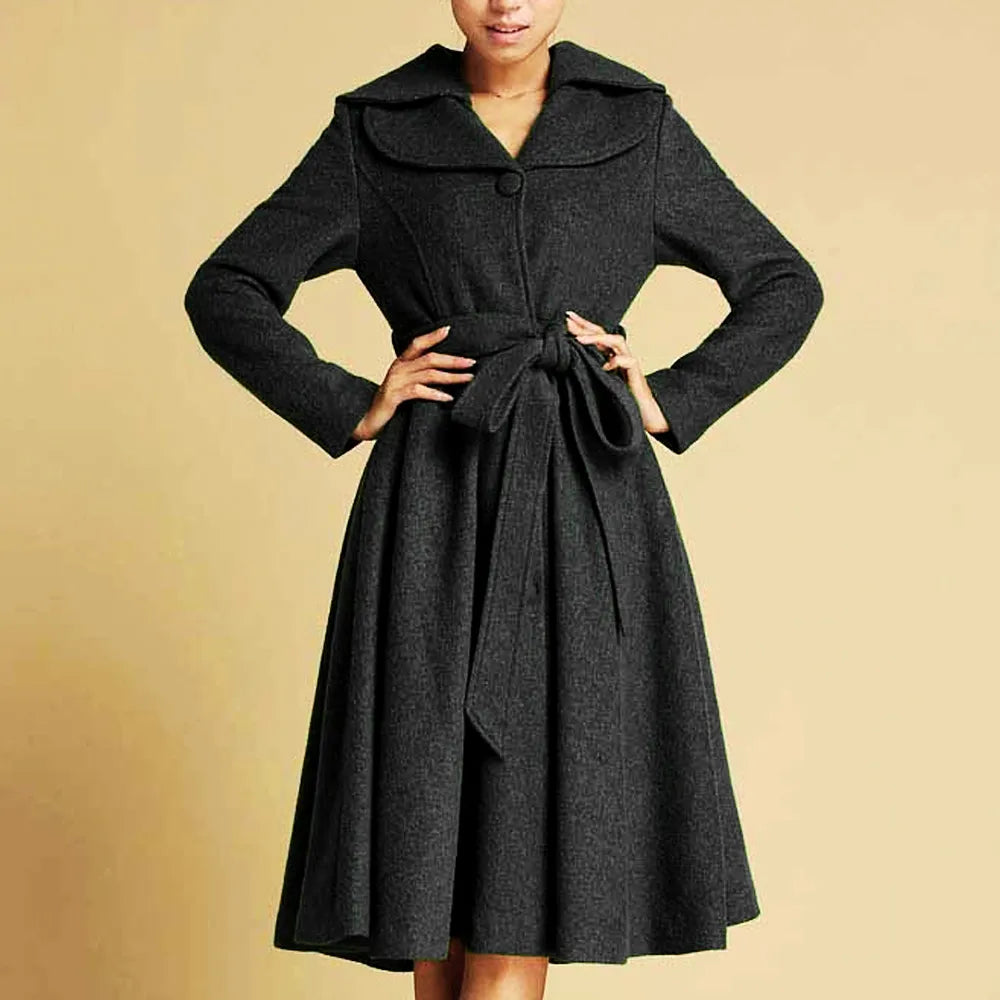 Women’s Feminine Swing Fit and Flare Wool Coat