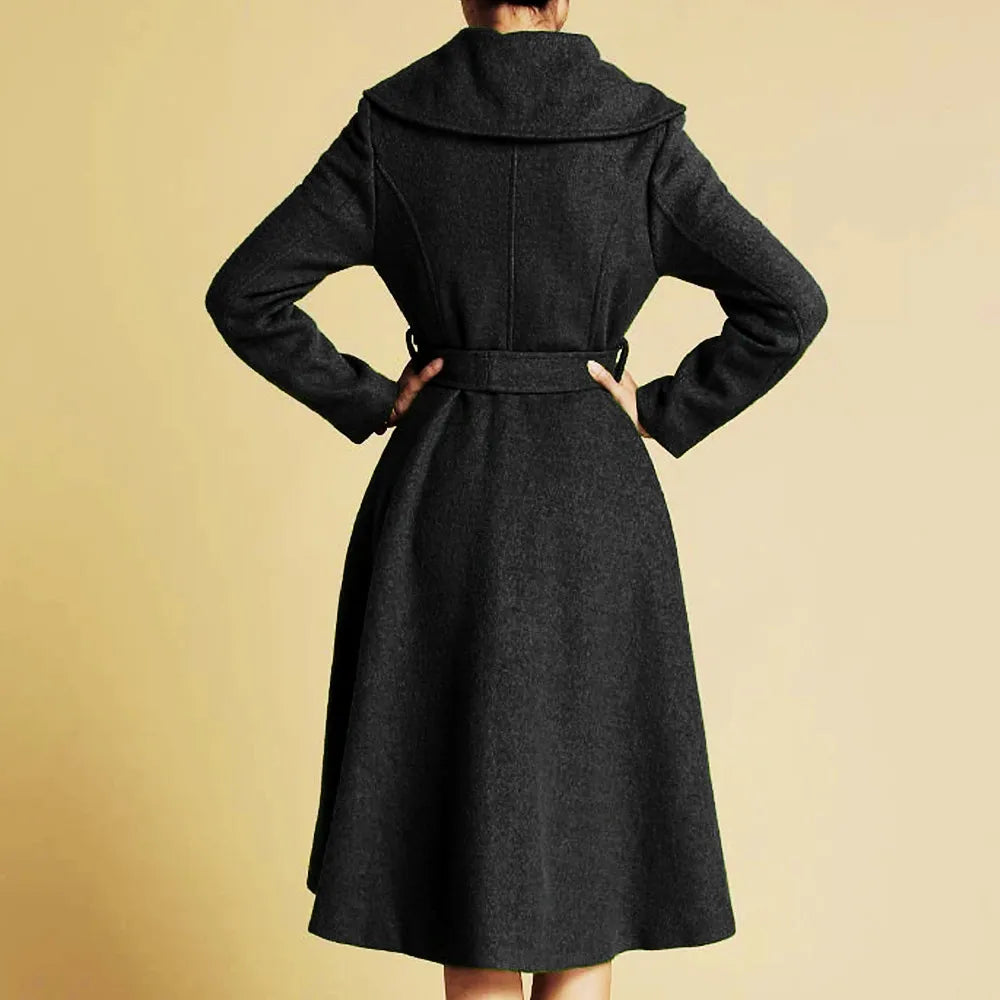 Women’s Feminine Swing Fit and Flare Wool Coat