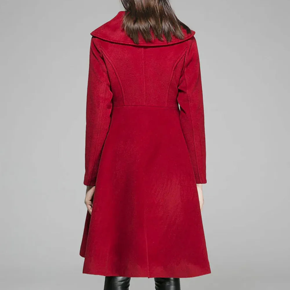 Women’s Feminine Swing Fit and Flare Wool Coat