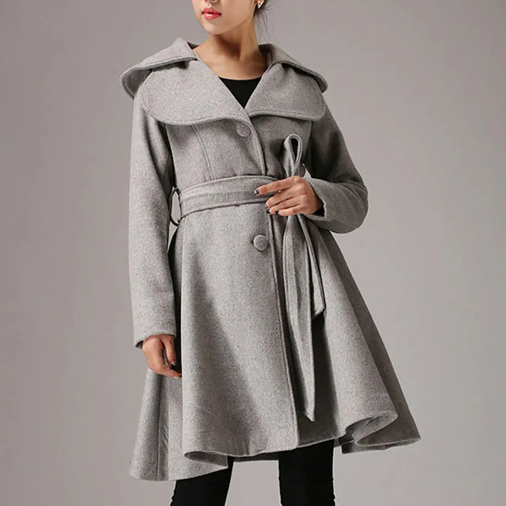 Women’s Feminine Swing Fit and Flare Wool Coat