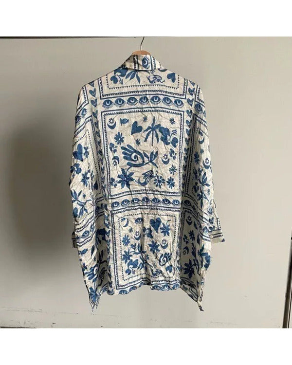 The White Lotus S03 Parker Posey Printed Mini Shirt Dress